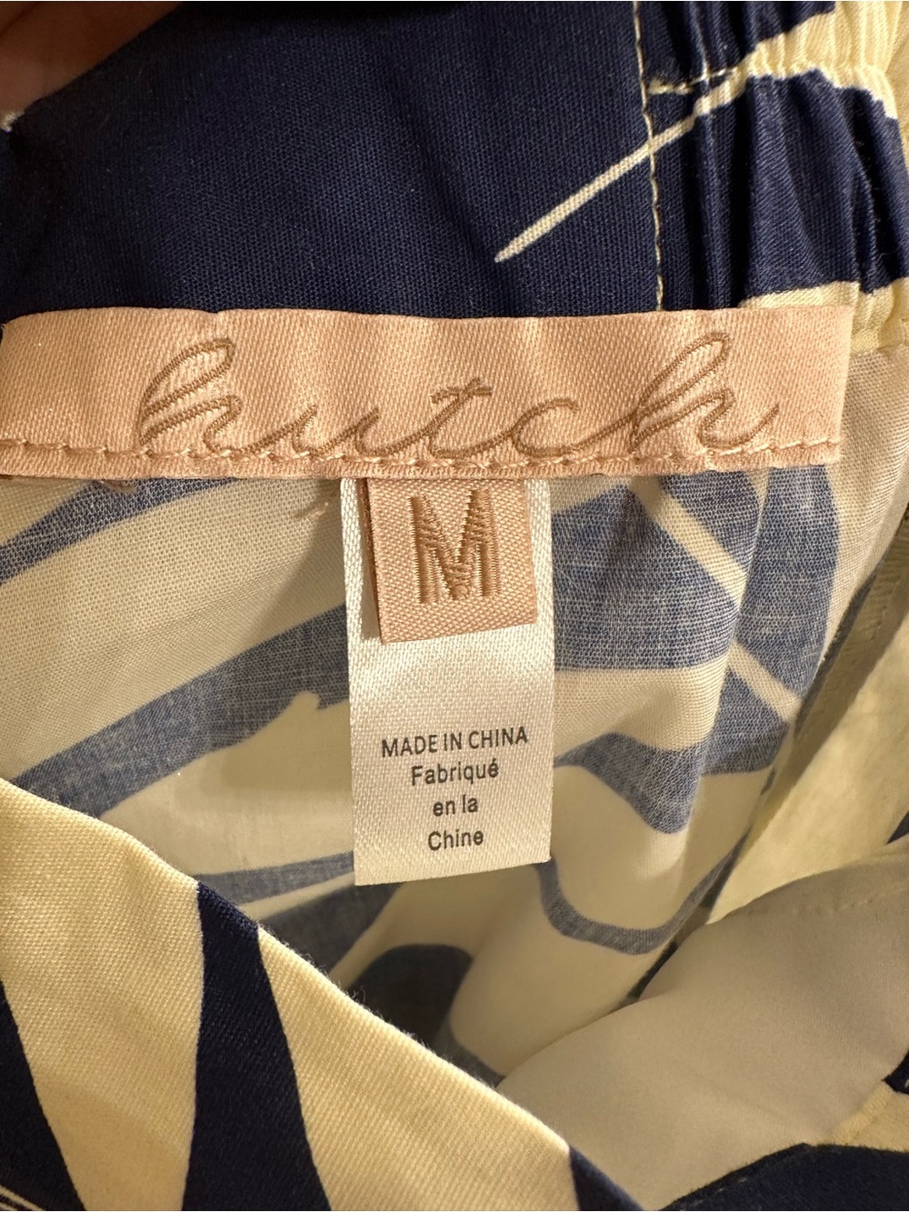 Anthropologie Hutch Navy & Ivory Palm-Print Pants - Picture 7 of 7